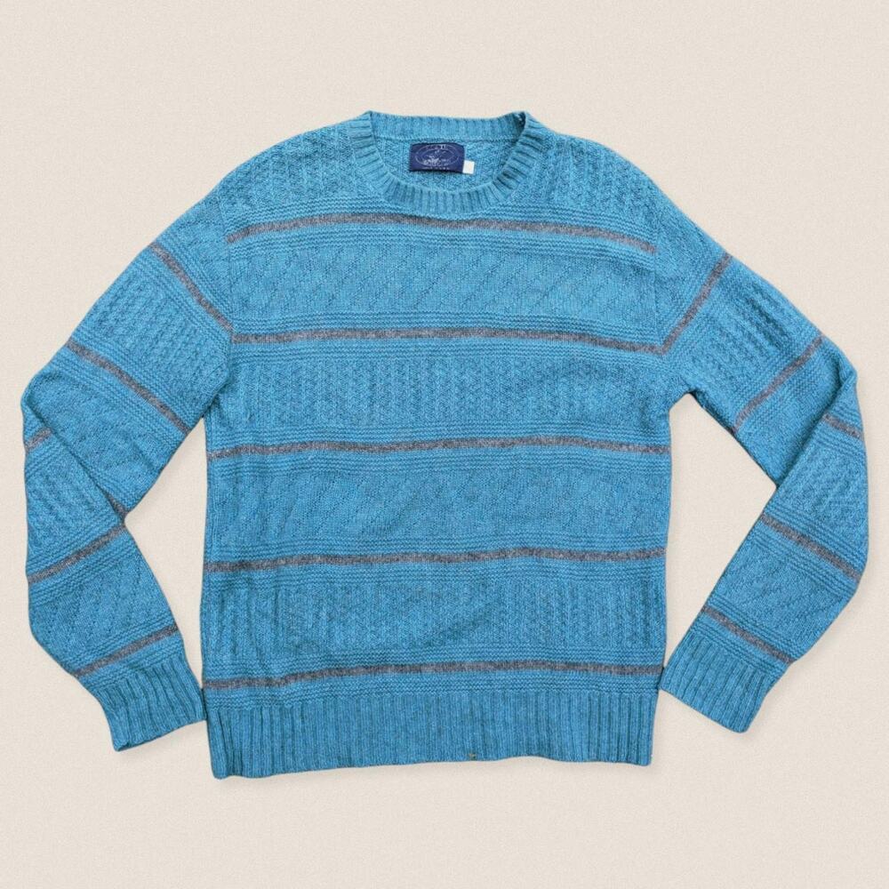 Vintage Sweater Large Wool blend Stripes crew neck jumper North Harbour